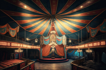 Interior of an old circus generated with AI - obrazy, fototapety, plakaty