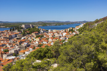 To the north of Sibenik seen from the Barone Fortress together with St. John's Fortress