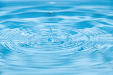 Blue water drop falling down. Global water problem
