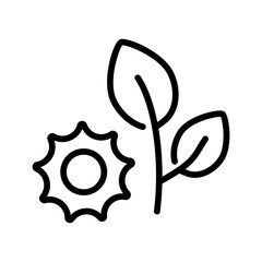 Plant with sun line icon. Soil, earth, botany, eco, ecology, flora, ecosystem, plants, leaves, drugs, biology. nature concept. Vector icon in line, black and color style on white background