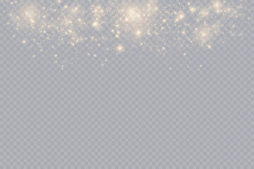 Golden glitter.Light effect.Glittering particles background. Gold dust on a transparent background.
