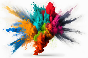 Dry Colorful Powder Paint Explosive - Holi Event - Generative AI