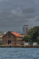 Obraz premium The Royal Australian Navy Heritage Center buildings seen from the north from the Manly bound ferry. Sydney-Australia-493