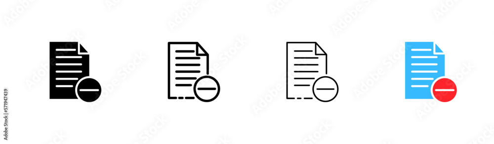 Poster document with minus button line icon. digital, sheet of paper, remove, reject, documentation, delete