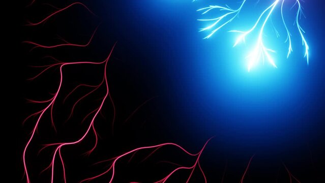 Neon lightning in purple and blue colors, looped animation