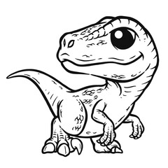 Vector illustration of Cartoon dinosaur, Velociraptor, Coloring book for kids