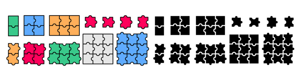 Jigsaw puzzle templates, set of puzzle illustration