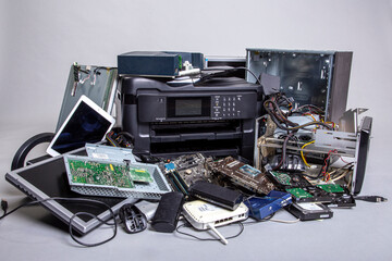 E-waste from old computer parts