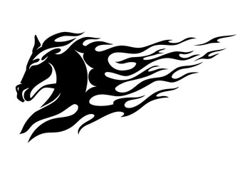 Horse Bust Flaming Silhouette abstract illustration