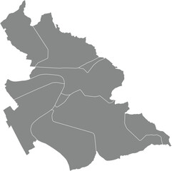 Gray flat blank vector administrative map of ASCHAFFENBURG, GERMANY with black border lines of its boroughs