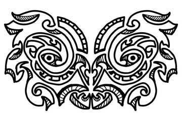 Fototapeta premium Owl Mask Tribal Tattoo Design