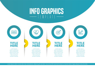 Abstract infographic showing the 4-step process of a business plan For presentations and posters. Vector illustration.