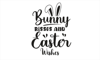 Fototapeta na wymiar Bunny Risses And Easter Wishes Svg Design