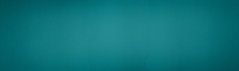Dark teal textured wide background. Turquoise color wall panoramic texture