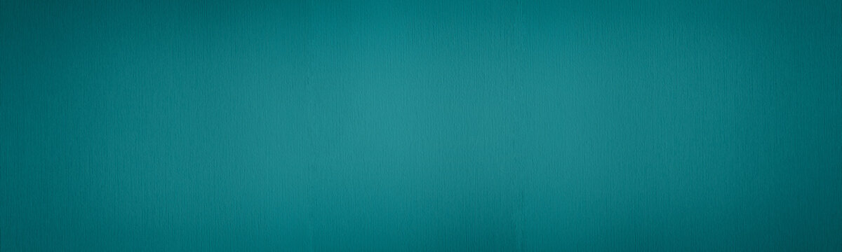 Dark teal textured wide background. Turquoise color wall panoramic texture