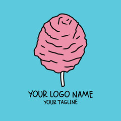 Cotton candy logo and icon, suitable for dessert shop logo, restaurant logo, icon, sticke pack and graphi design elements