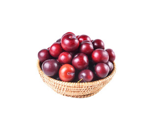 Basket full of fresh ripe cherry on  transparent png