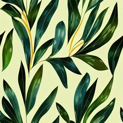 Modern exotic jungle tropical plants floral illustration pattern. Creative collage contemporary floral seamless pattern GENERATIVE AI