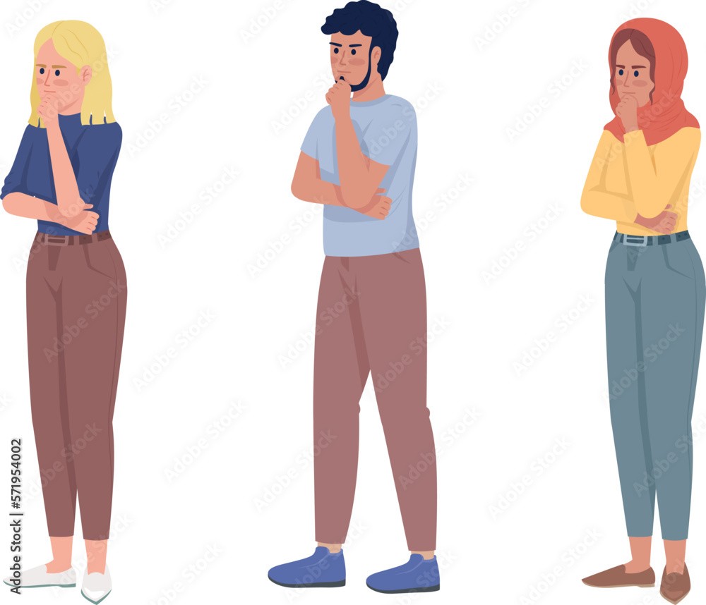 Aufkleber strategic thinkers semi flat color vector characters set. editable figures. full body people on whit