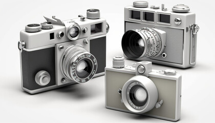 camera set on white background