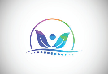 Low Poly Medical Chiropractic Concept Logo Design Template