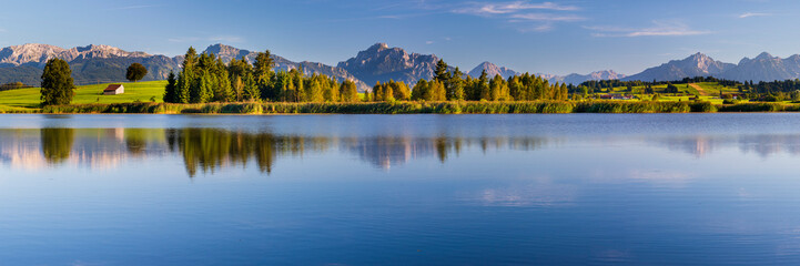 Panoramic view to alps mountain range in Bavaria, Germany