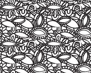 Abstract seamless lined black and white textile design