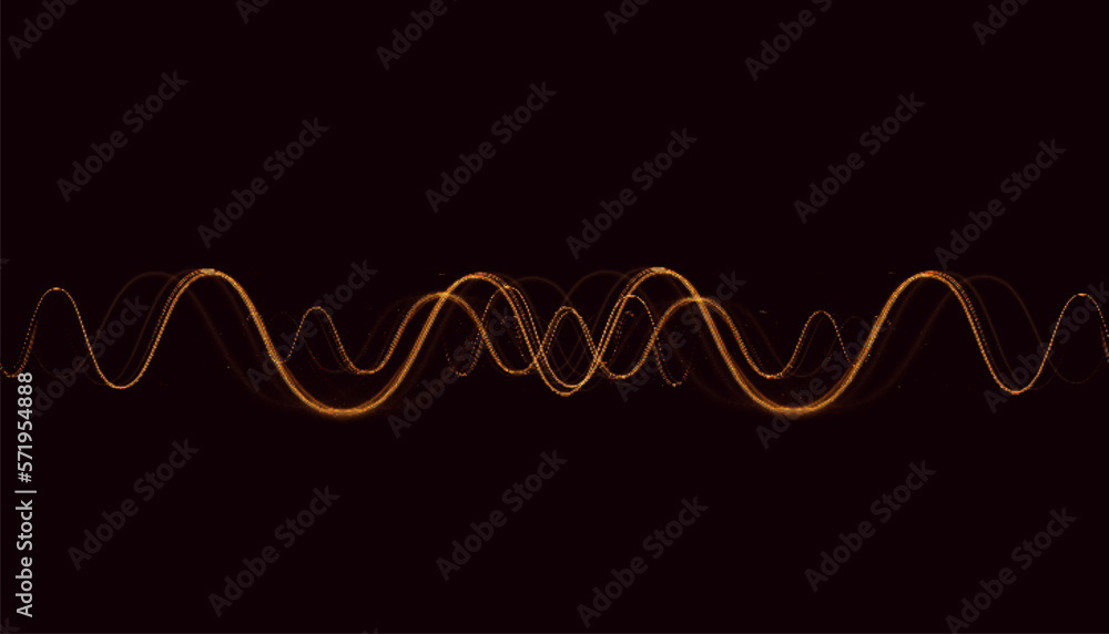Poster neon line curve light effect, golden abstract lines for games, advertising, web design.
