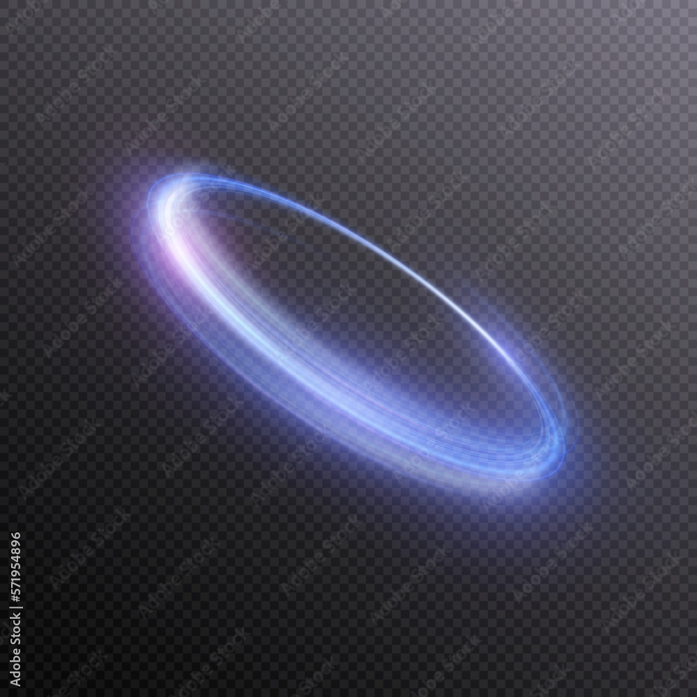 Poster abstract neon rings. a bright trail of luminous rays swirling in a fast spiral motion. light golden 