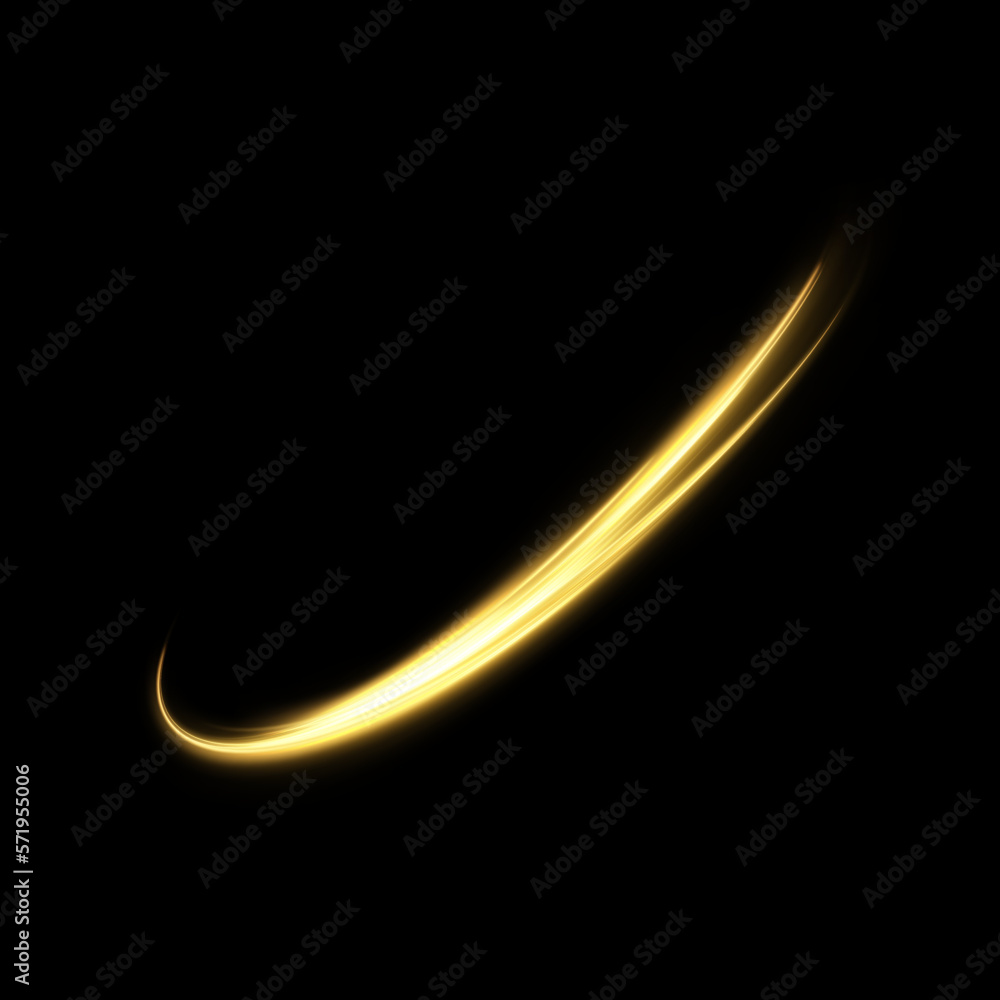 Poster Vector illustration of dynamic light sources on a dark background. High speed in night abstraction. Abstract light swirl. For web design, game design. PNG vector