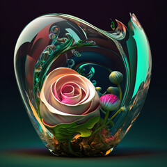 A glass with a rose inside - generated by Generative AI