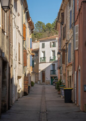 View of a street in the small town of La Roquebrussane in the Var department, in the Provence region of France
