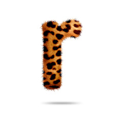 Small alphabet letter r design with leopard fur texture