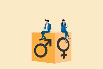Male and female symbol of balance. Gender equality concept - obrazy, fototapety, plakaty