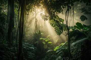 Naklejka premium Tropical forest background