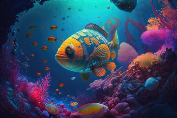 Fototapeta na wymiar underwater world of fish