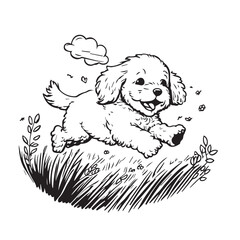 Cute baby dog playing illustration Cartoon, cute dog puppy vector, vector silhouette