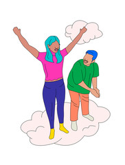 Two people playing Filipino game, hip hip hooray, on a cloud (1)