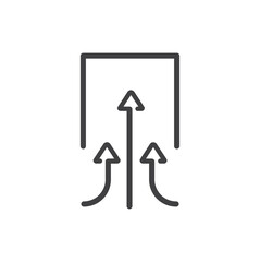 Three arrows symbolizing suction, vector, icon.