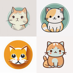 cat icon set avatar logo