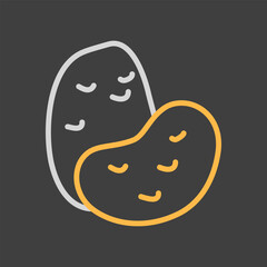 Potatoes isolated vector on dark background icon