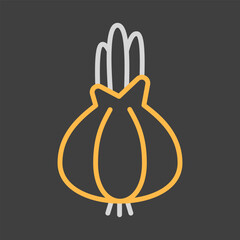 Onion isolated vector on dark background icon