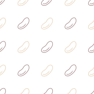 Kidney white and red beans seamless line pattern. Beans simple vector background.