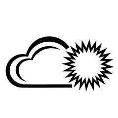 Vector illustration, cloud and sun icon. Flat design. Isolated on a white background.