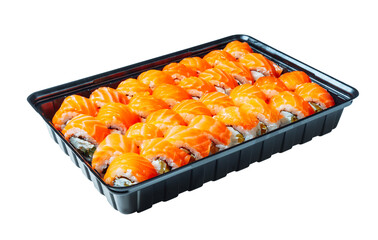 Philadelphia set rolls in box isolated on white. Ready for clipping path.