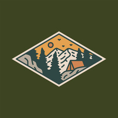 Camping and mountains graphic illustration vector art t-shirt design