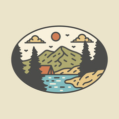 Camping and mountains graphic illustration vector art t-shirt design