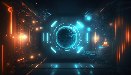 High Technology IT Background - Internet Future Security - Generative AI