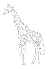 Black And White Giraffe Cartoon Character Vector. Coloring Page Of  Cartoon Giraffe