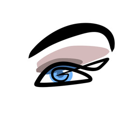 Eye makeup logo. Eyelashes and eyebrow icon. Vision ophthalmology health. Watch look logo.